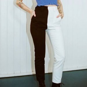 Fashion Brand Company Black and White Two Tone Trousers - M
